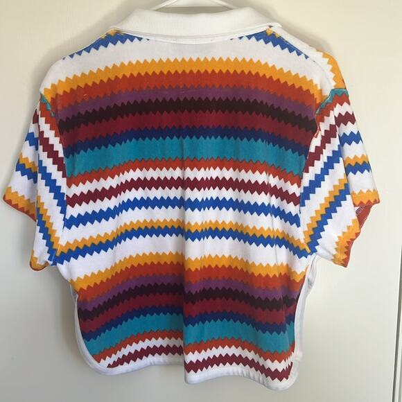 Missoni Zig Zag Cotton Blend Cropped Polo Size 10 NWT Multicolor Chevron - Picture 7 of 11
